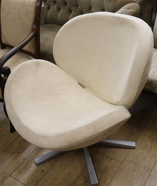 A 1960s suede and chrome chair